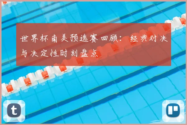 世界杯南美预选赛回顾:经典对决与决定性时刻盘点
